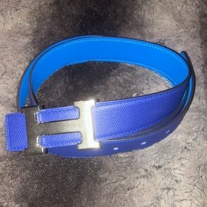 Hermes Paris 95XCT040 H palladium belt buckle & Reversible leather strap 32 mm